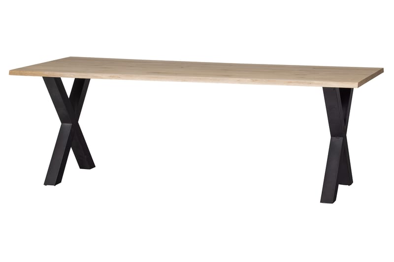 Matbord Tuor X-Formade Ben 220 cm - Ek/Svart - Matbord & köksbord