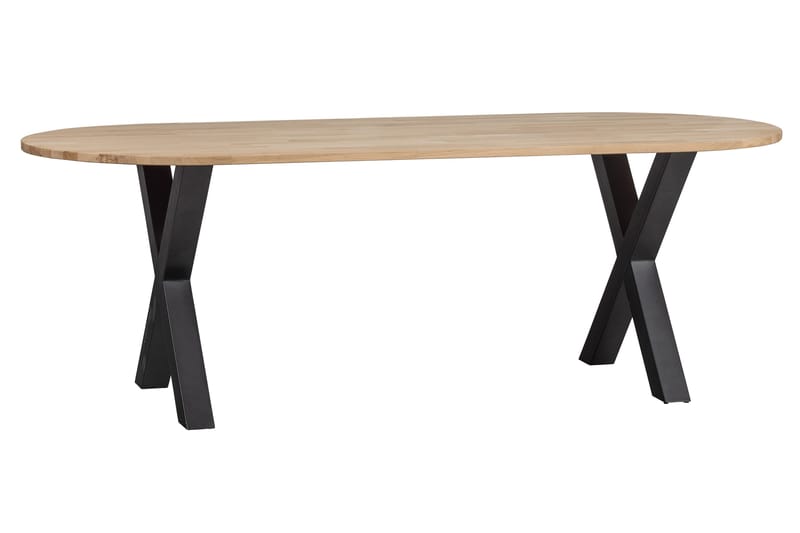 Matbord Tuor X-Formade Ben 220 cm Ovalt - Ek/Svart - Matbord & köksbord