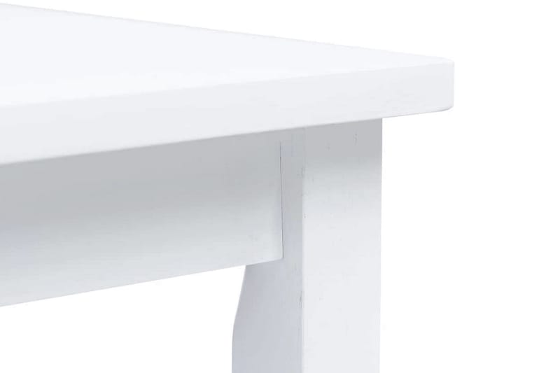 Matbord vit 114x71x75 cm massivt gummiträ - Vit - Matbord & köksbord