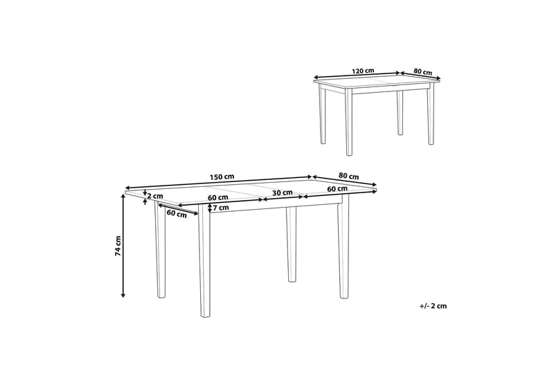 Matbord Wasola 150 cm Hopfällbart - Svart/Ljusbrun - Klaffbord & hopfällbart bord - Matbord & köksbord