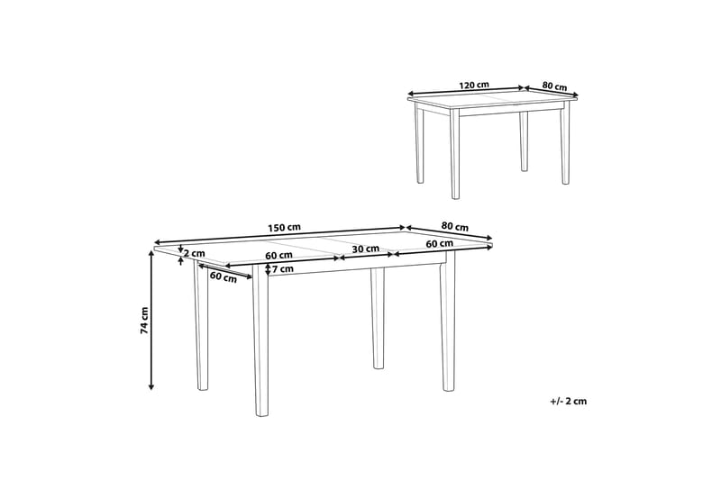 Matbord Wasola 150 cm Hopfällbart - Vit/Ljusbrun - Klaffbord & hopfällbart bord - Matbord & köksbord