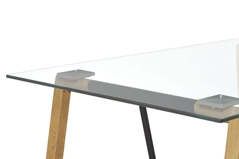 Matbord Wauna 140 cm - Glas/Ljusbrun/Svart - Matbord & köksbord