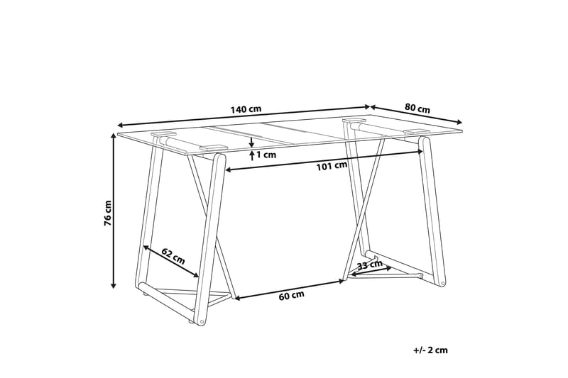 Matbord Wauna 140 cm - Glas/Ljusbrun/Svart - Matbord & köksbord