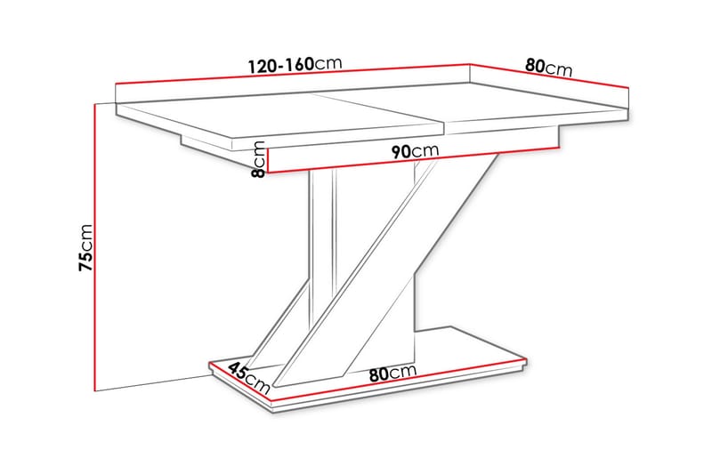 Matbord Yayla 120 cm - Vit/Svart - Matbord & köksbord