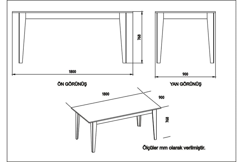 Matbord Pewo 180 cm - Svart - Matbord & köksbord