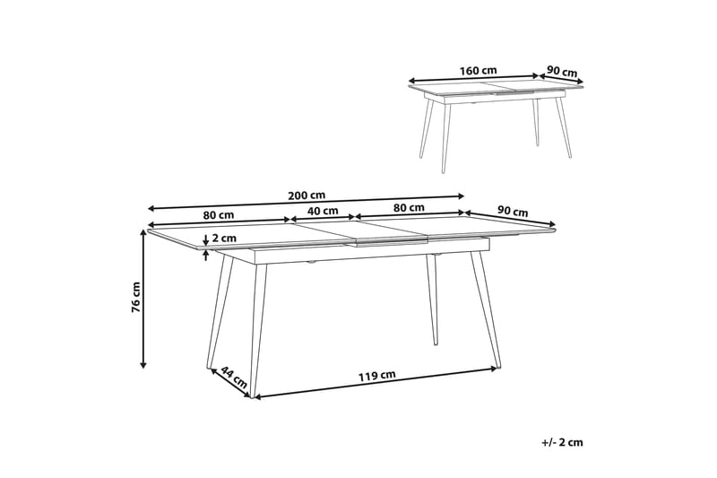 Matbord Peverel 200 cm Hopfällbart - Svart - Möbler - Bord & matgrupp - Matbord & köksbord