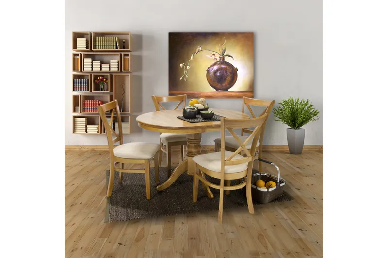 Mix Match Litet Runt Matbord 90 cm i Trä med Ekutseende - Natur - Möbler - Bord & matgrupp - Matbord & köksbord