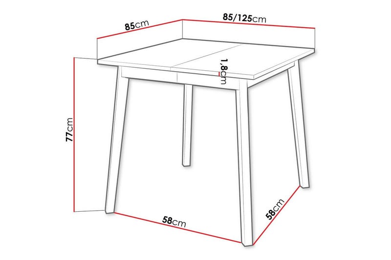 Narberth Litet Utdragbart Kvadratiskt Matbord 85 cm med Metallutseende - Vit - Möbler - Bord & matgrupp - Matbord & köksbord