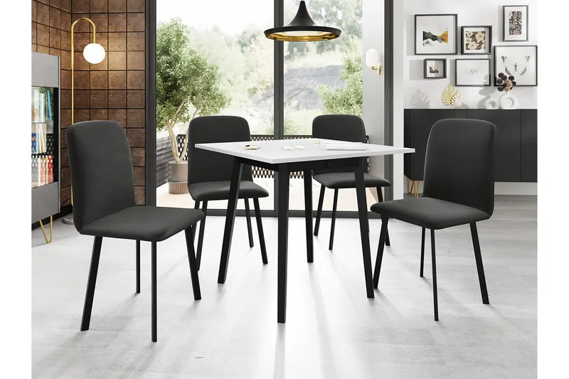 Narberth Litet Utdragbart Kvadratiskt Matbord 85 cm med Metallutseende - Vit - Möbler - Bord & matgrupp - Matbord & köksbord