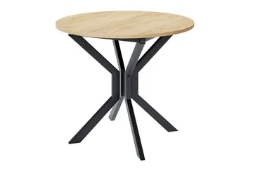 Narberth Litet Utdragbart Runt Matbord 90 cm med Ek- och Metallutseende - Svart - Möbler - Bord & matgrupp - Matbord & köksbord