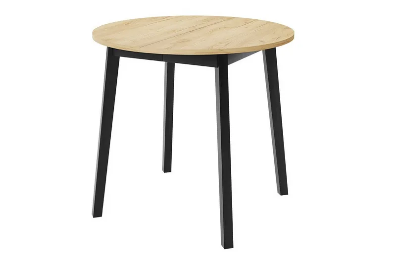 Narberth Litet Utdragbart Runt Matbord 90 cm med Trä- och Ekutseende, Svart