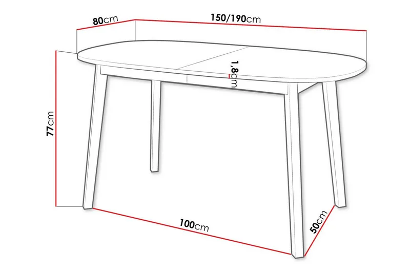 Narberth Utdragbart Ovalt Matbord 150 cm med Betongutseende - Ljusgrå - Möbler - Bord & matgrupp - Matbord & köksbord