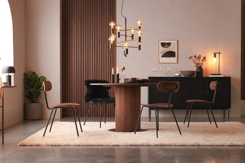 Noira Runt Litet Matbord Valnöt 120 cm - Brun / Ribbad - Möbler - Bord & matgrupp - Matbord & köksbord