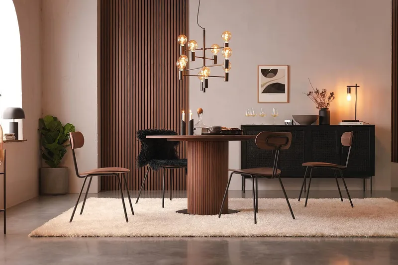 Noira Runt Litet Matbord Valnöt 120 cm - Brun / Ribbad - Möbler - Bord & matgrupp - Matbord & köksbord