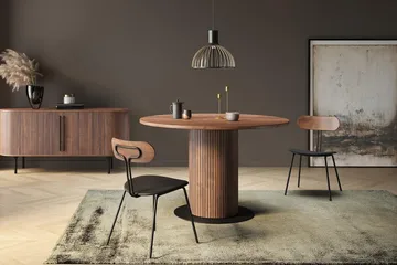 Noira Runt Litet Matbord Valnöt 120 cm - Brun / Ribbad - Möbler - Bord & matgrupp - Matbord & köksbord