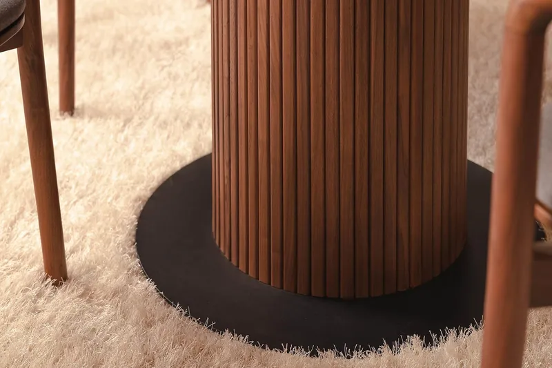 Noira Runt Litet Matbord Valnöt 120 cm - Brun / Ribbad - Möbler - Bord & matgrupp - Matbord & köksbord