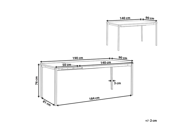 Ozein Matbord 190 cm Förlängningsbart - Svart - Möbler - Bord & matgrupp - Matbord & köksbord