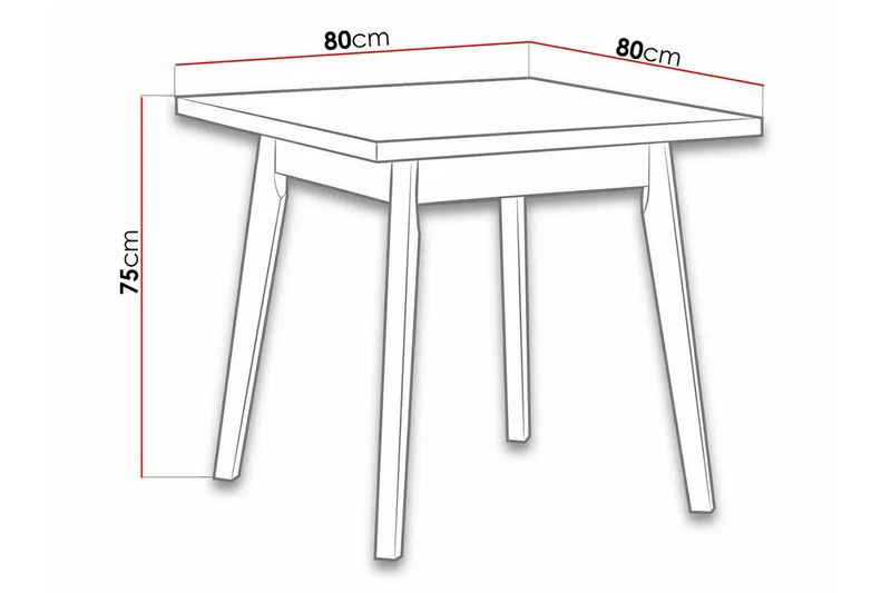 Patrickswell Kvadratiskt Matbord 80 cm med Trä- och Ekutseende, Vinklade Ben - Svart|Brun - Möbler - Bord & matgrupp - Matbord & köksbord