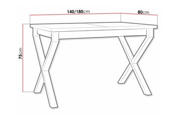 Patrickswell Utdragbart Rektangulärt Matbord 140–180 cm med Trä- och Ekutseende, X-ben - Svart|Ljusbrun - Möbler - Bord & matgrupp - Matbord & köksbord