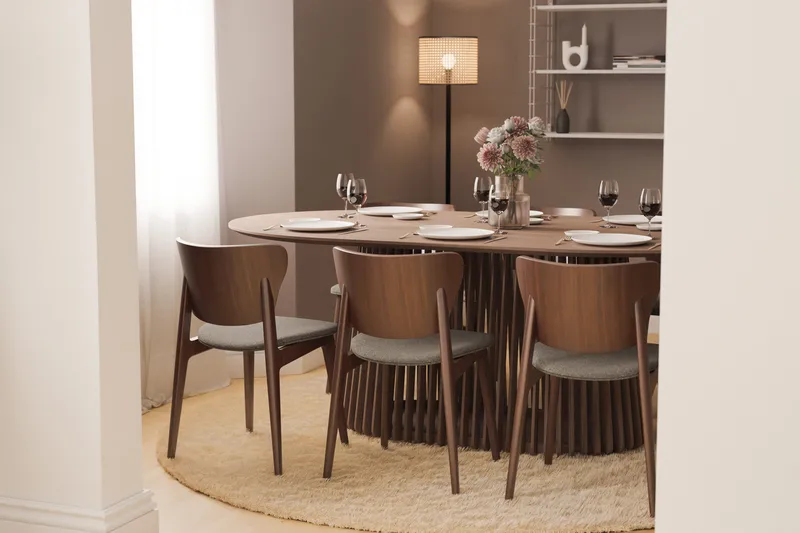 Peyra Ovalt Matbord 200 cm för 6 personer Köksbord Massiv Valnöt - Mörkbrunt / Trä - Möbler - Bord & matgrupp - Matbord & köksbord