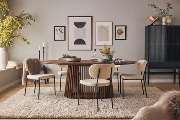 Peyra Ovalt Matbord 200 cm för 6 personer Köksbord Massiv Valnöt - Mörkbrunt / Trä - Möbler - Bord & matgrupp - Matbord & köksbord