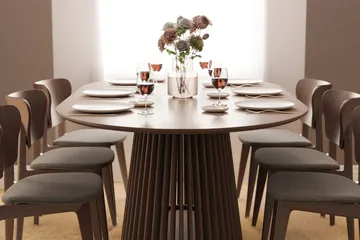 Peyra Ovalt Matbord 200 cm för 6 personer Köksbord Massiv Valnöt - Mörkbrunt / Trä - Möbler - Bord & matgrupp - Matbord & köksbord