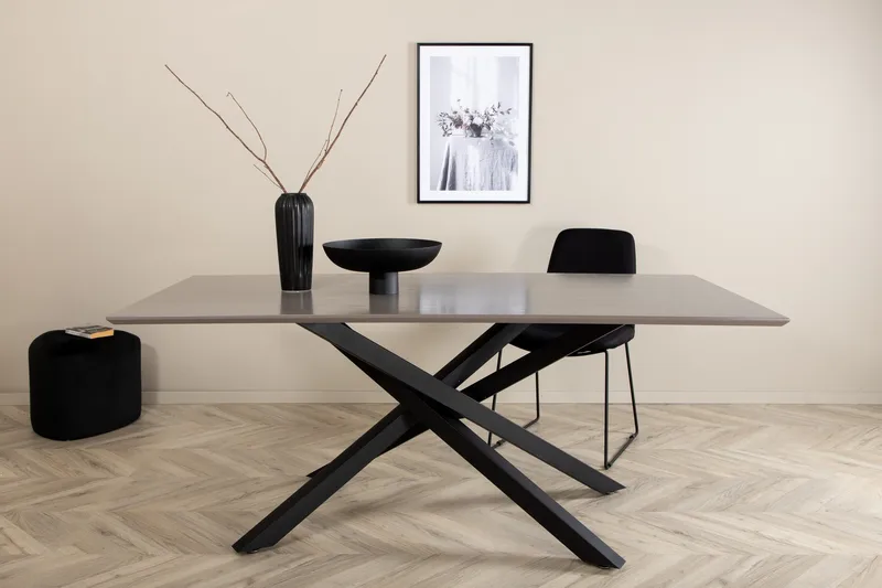Piazza Rektangulärt Matbord 190 cm i Trä med Valnöts- och Metallutseende - Svart - Möbler - Bord & matgrupp - Matbord & köksbord