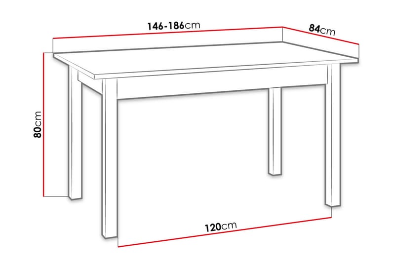 Quant Utdragbart Rektangulärt Matbord 146 cm med Trä- och Ekutseende - Svart|Brun - Möbler - Bord & matgrupp - Matbord & köksbord