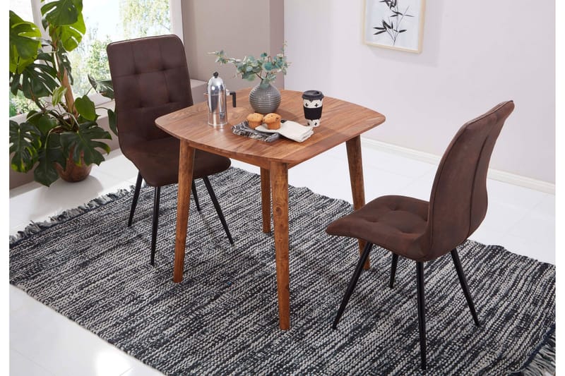 Raengel Kvadratiskt Matbord 80 cm i Trä med Valnötsutseende - Brun - Möbler - Bord & matgrupp - Matbord & köksbord