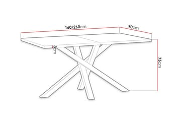 Rosehall Utdragbart Rektangulärt Matbord 160 cm med Ek- och Metallutseende - Svart - Möbler - Bord & matgrupp - Matbord & köksbord