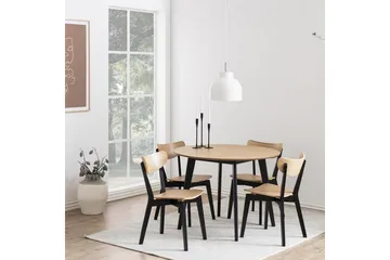 Roxby Runt Matbord 105 cm med Trä- och Ekutseende - Svart|Brun - Möbler - Bord & matgrupp - Matbord & köksbord