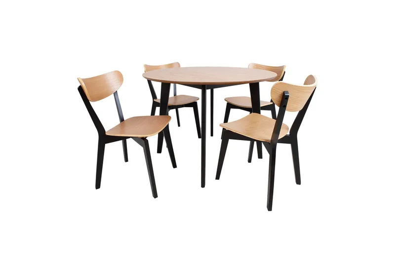 Roxby Runt Matbord 105 cm med Trä- och Ekutseende - Svart|Brun - Möbler - Bord & matgrupp - Matbord & köksbord