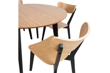 Roxby Runt Matbord 105 cm med Trä- och Ekutseende - Svart|Brun - Möbler - Bord & matgrupp - Matbord & köksbord