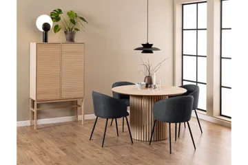 Sakie Runt Matbord 120 cm med Trä- och Ekutseende - Vit - Möbler - Bord & matgrupp - Matbord & köksbord
