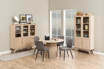 Saku Runt Matbord 120 cm med Trä- och Ekutseende - Vit - Möbler - Bord & matgrupp - Matbord & köksbord