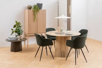 Saku Runt Matbord 120 cm med Trä- och Ekutseende - Vit - Möbler - Bord & matgrupp - Matbord & köksbord