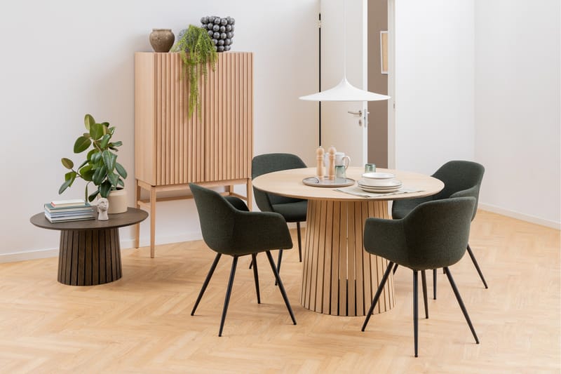 Saku Runt Matbord 120 cm med Trä- och Ekutseende - Vit - Möbler - Bord & matgrupp - Matbord & köksbord