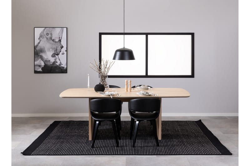 Saku Stort Rektangulärt Matbord 220 cm med Trä- och Ekutseende - Vit - Möbler - Bord & matgrupp - Matbord & köksbord