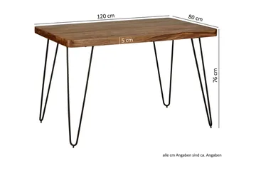 Samhita Rektangulärt Matbord 120 cm i Trä med Metallben - Brun - Möbler - Bord & matgrupp - Matbord & köksbord