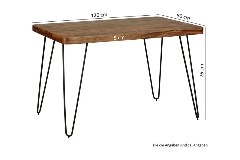 Samhita Rektangulärt Matbord 120 cm i Trä med Metallben - Brun - Möbler - Bord & matgrupp - Matbord & köksbord