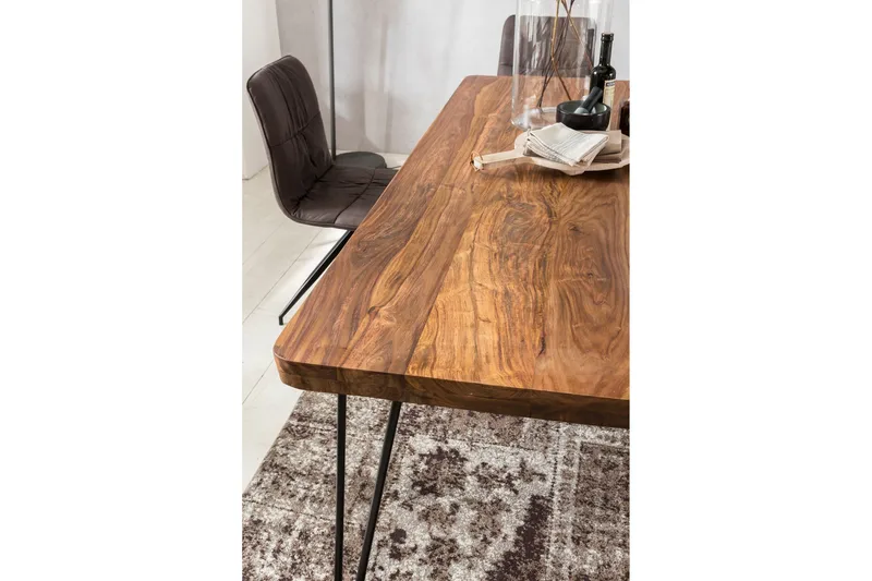 Samhita Rektangulärt Matbord 120 cm i Trä med Metallben - Brun - Möbler - Bord & matgrupp - Matbord & köksbord