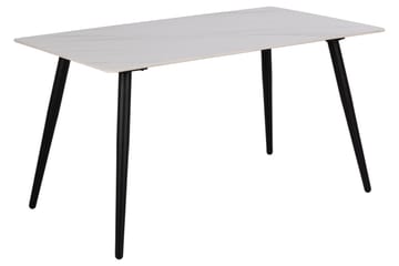 Sanjoan Rektangulärt Matbord 140 cm med Keramikskiva, Marmor- och Metallutseende - Vit - Möbler - Bord & matgrupp - Matbord & köksbord