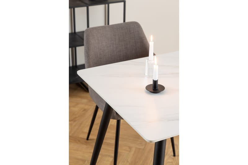 Sanjoan Rektangulärt Matbord 140 cm med Keramikskiva, Marmor- och Metallutseende - Vit - Möbler - Bord & matgrupp - Matbord & köksbord