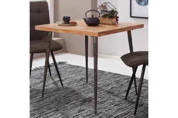 Synia Litet Kvadratiskt Matbord 80 cm i Massivt Trä med Ek- och Metallutseende - Beige - Möbler - Bord & matgrupp - Matbord & köksbord