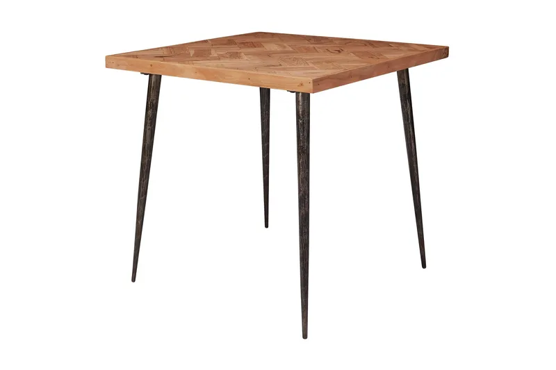 Synia Litet Kvadratiskt Matbord 80 cm i Massivt Trä med Ek- och Metallutseende, Beige