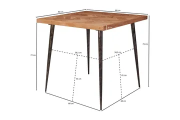 Synia Litet Kvadratiskt Matbord 80 cm i Massivt Trä med Ek- och Metallutseende - Beige - Möbler - Bord & matgrupp - Matbord & köksbord