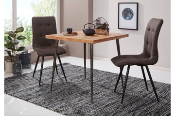 Synia Litet Kvadratiskt Matbord 80 cm i Massivt Trä med Ek- och Metallutseende - Beige - Möbler - Bord & matgrupp - Matbord & köksbord