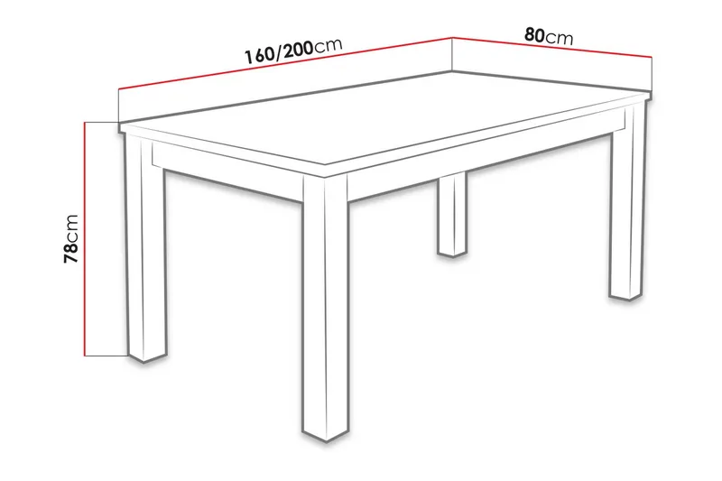 Tabell Förlängningsbart Matbord 160x80x78 cm - Ek - Möbler - Bord & matgrupp - Matbord & köksbord