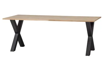 Tablo Matbord X-Formade Ben 220 cm Obehandlat - Ek/Svart - Möbler - Bord & matgrupp - Matbord & köksbord