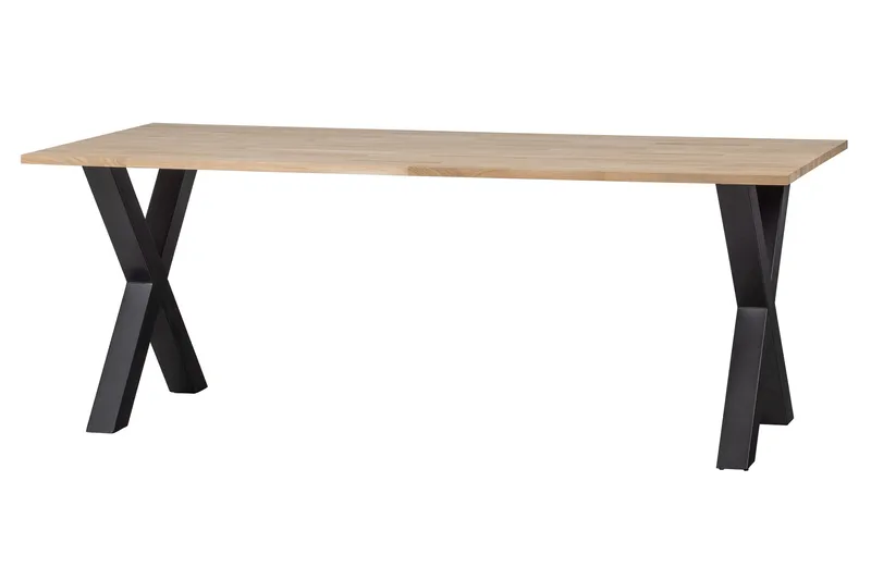 Tablo Matbord X-Formade Ben 220 cm Obehandlat - Ek/Svart - Möbler - Bord & matgrupp - Matbord & köksbord
